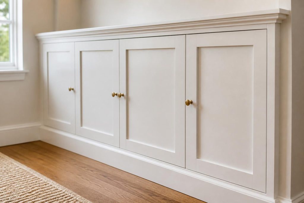 Finished cabinet installation with seamless fit and clean trim.