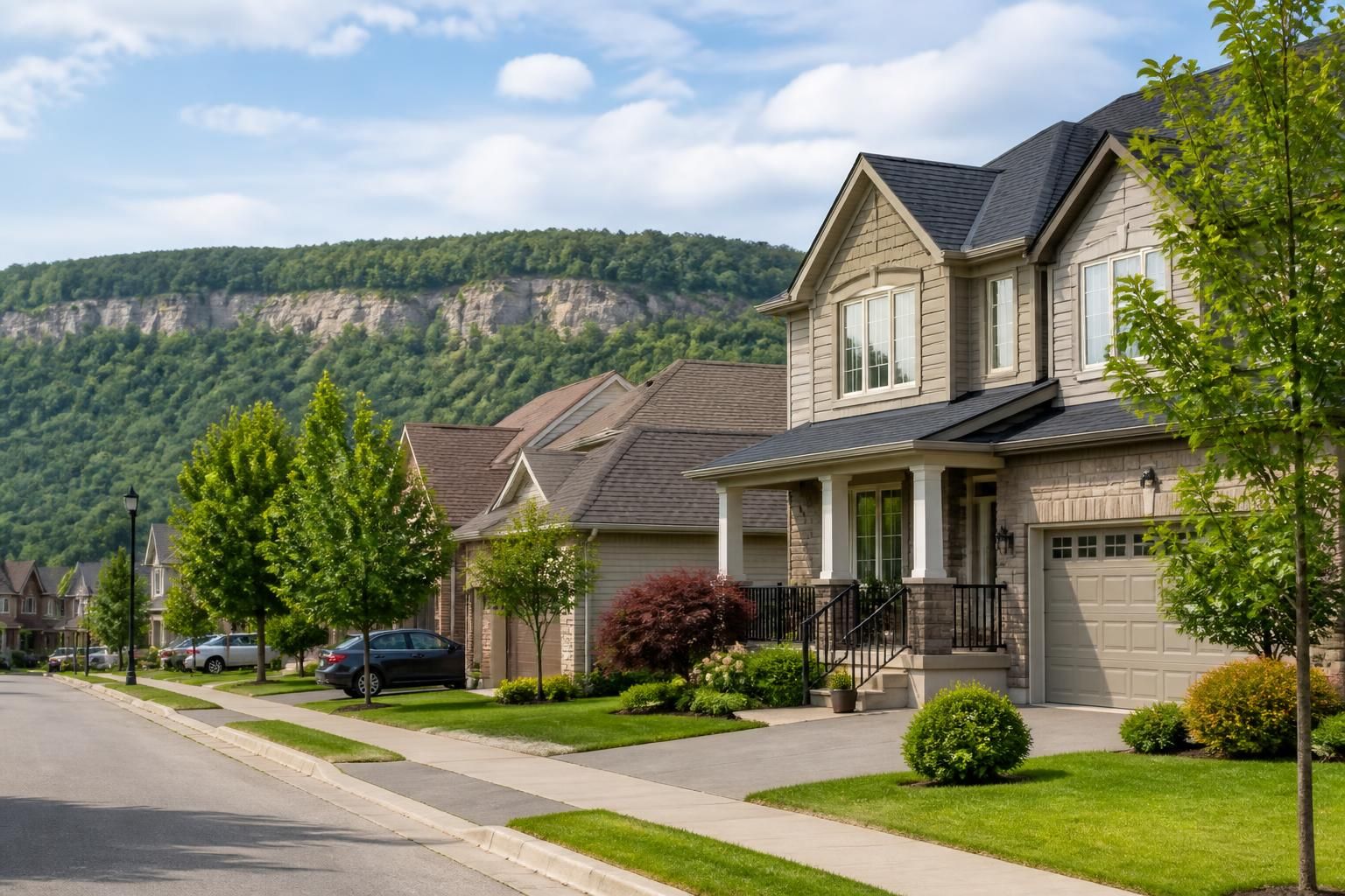 Stoney Creek neighborhood with neatly kept homes.