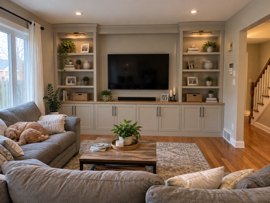 Before THE ORCHARD, BURLINGTON Custom Living Room Built-Ins —